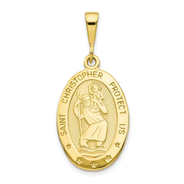 10KT Yellow Gold 35X16MM St Christopher Medal Pendant-Chain Not Included