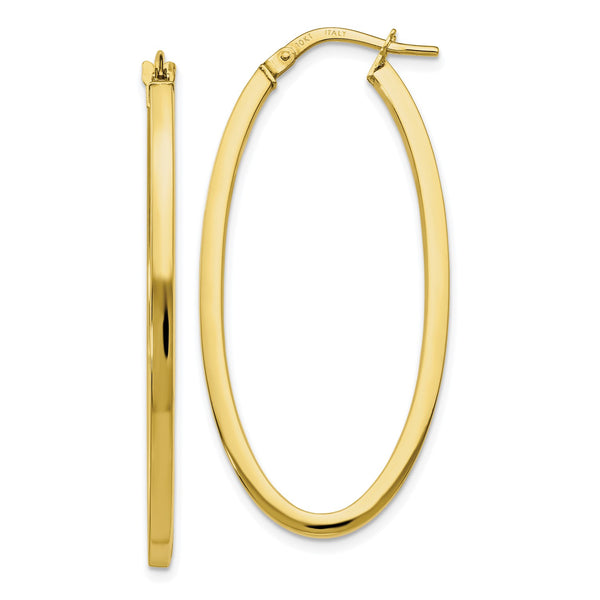 10KT Yellow Gold 41X25MM Hinged Hoop Earrings