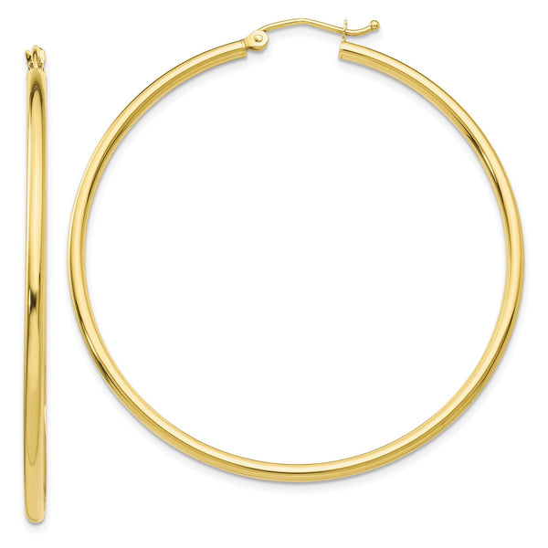10KT Yellow Gold 49X2MM Hoop Earrings