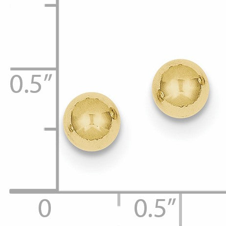 10KT Yellow Gold 6MM Ball Stud Earrings
