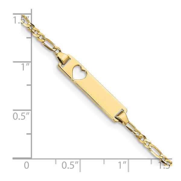 10KT Yellow Gold 6" 4.3MM Childrens Figaro ID Bracelet