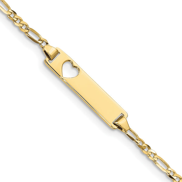10KT Yellow Gold 6" 4.3MM Childrens Figaro ID Bracelet