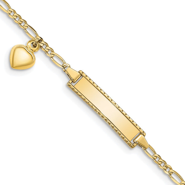 10KT Yellow Gold 6" 5.1MM Childrens Figaro ID Bracelet