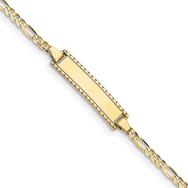 10KT Yellow Gold 6" 5.1MM Childrens Figaro ID Bracelet