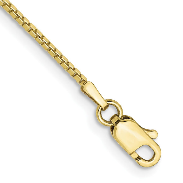 10KT Yellow Gold 7" 1MM Lobster Clasp Box Chain Bracelet