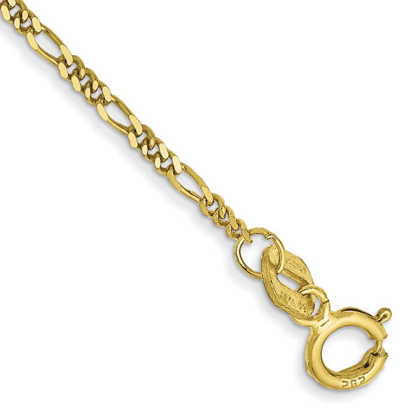 10KT Yellow Gold 7" 1.25MM Flat Figaro Bracelet