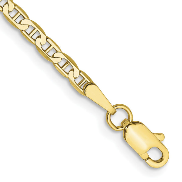 10KT Yellow Gold 7" 2.4MM Anchor Link Bracelet
