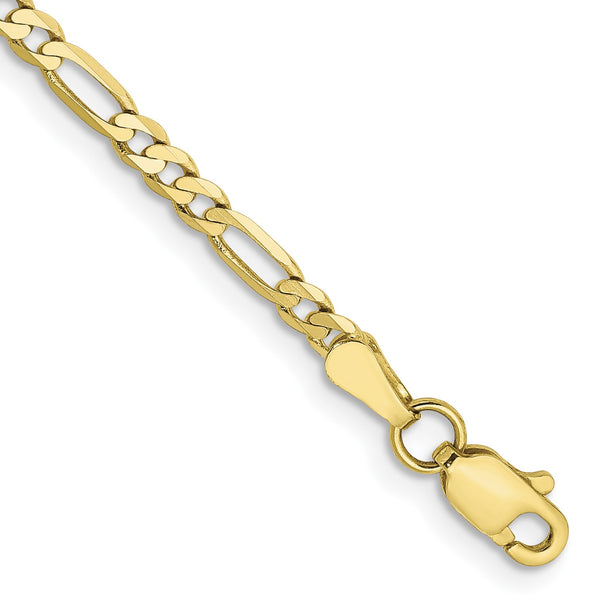 10KT Yellow Gold 7" 2.75MM Flat Figaro Bracelet