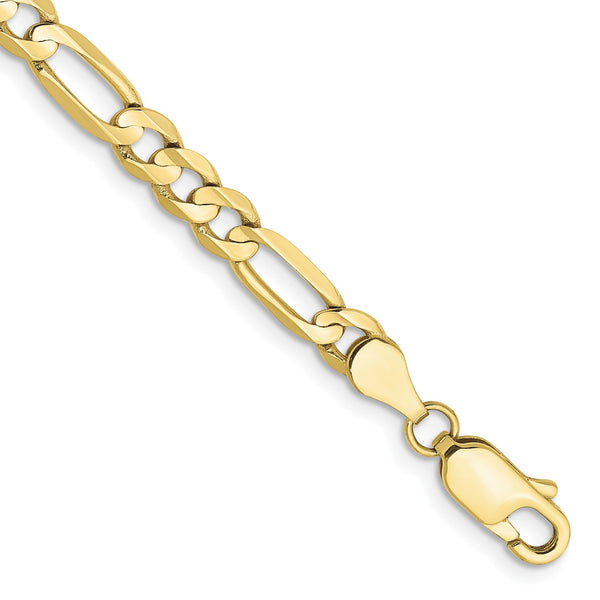 10KT Yellow Gold 7" 4.5MM Lobster Clasp Figaro Bracelet