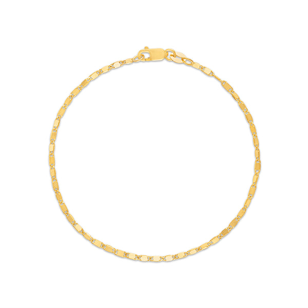 10KT Yellow Gold 7" Fancy Mirrored Link Bracelet