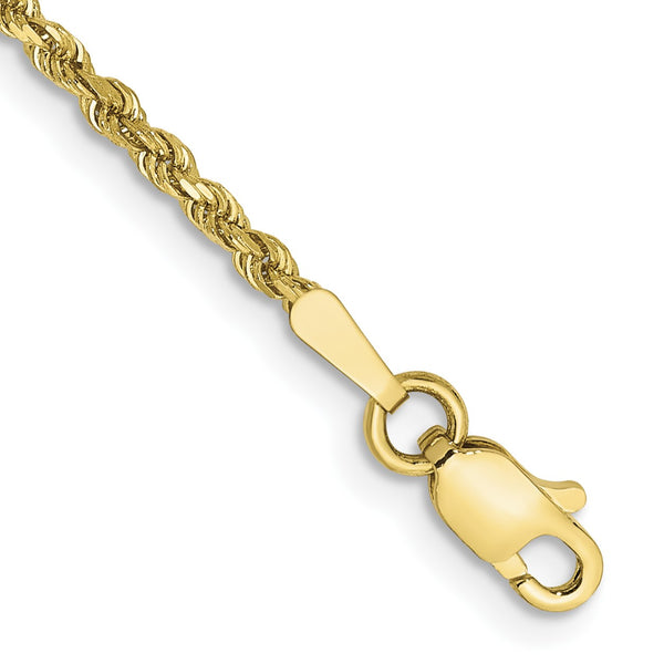 10KT Yellow Gold 8" 1.75MM Lobster Clasp Diamond-cut Rope Bracelet