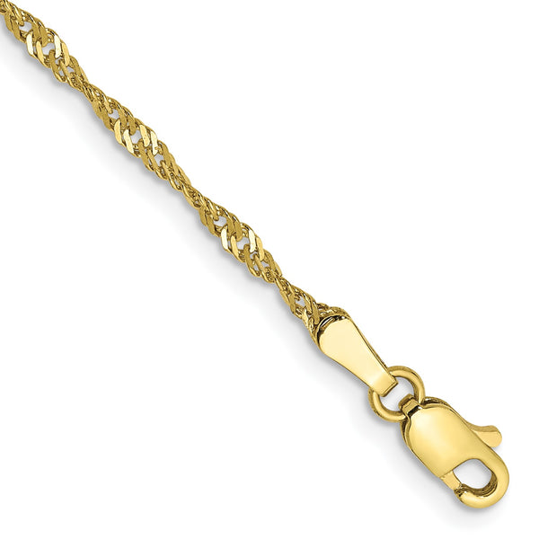 10KT Yellow Gold 8" 1.7MM Singapore Bracelet