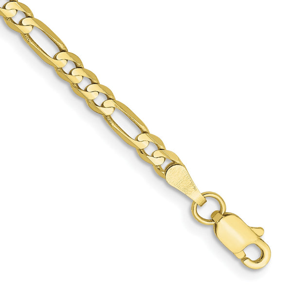 10KT Yellow Gold 8" 3MM Lobster Clasp Figaro Bracelet