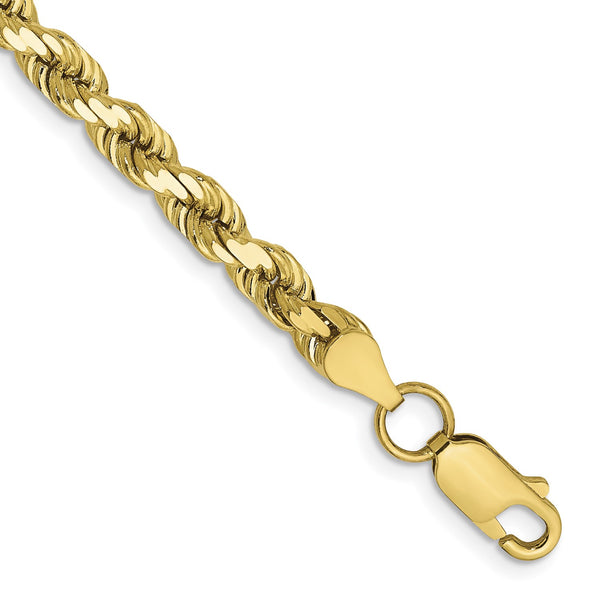 10KT Yellow Gold 8" 5MM Lobster Clasp Diamond-cut Rope Bracelet