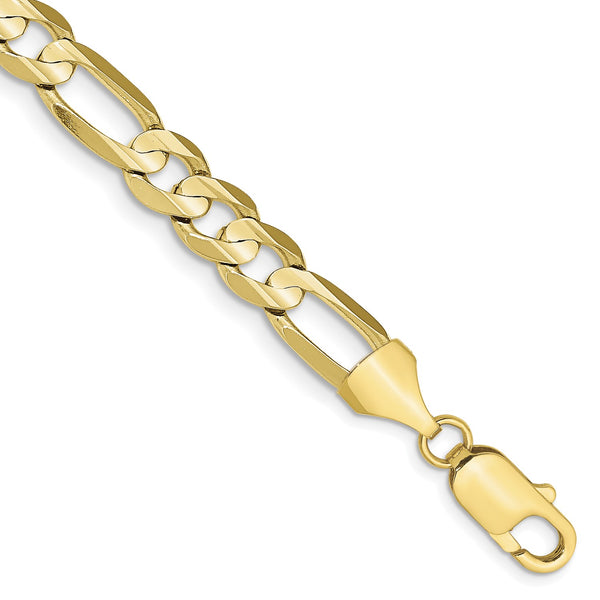 10KT Yellow Gold 8" 7.5MM Lobster Clasp Figaro Bracelet