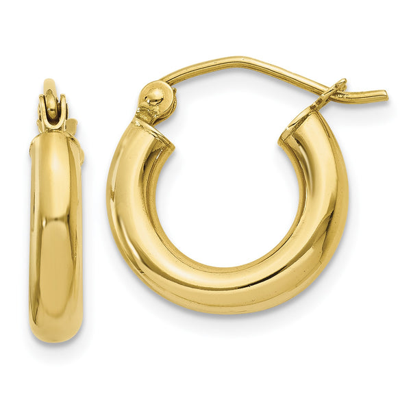 10KT Yellow Gold 9X3MM Hoop Earrings