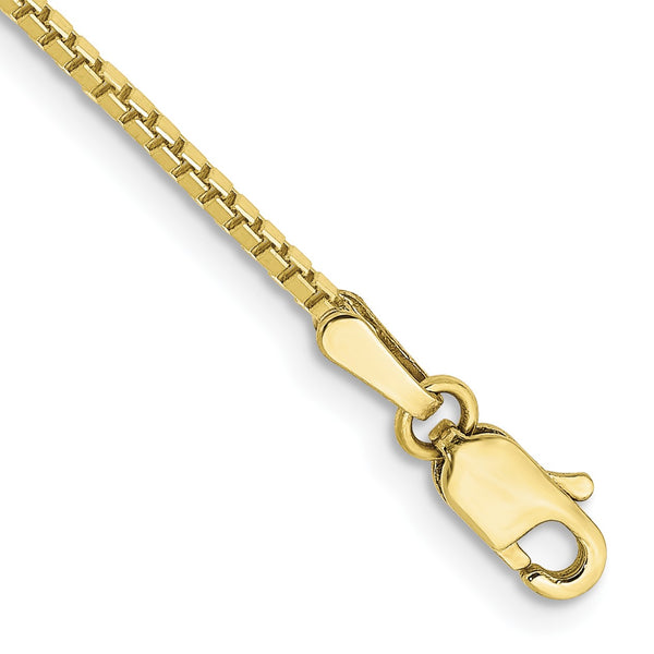 10KT Yellow Gold 9" 1.25MM Lobster Clasp Box Chain Anklet