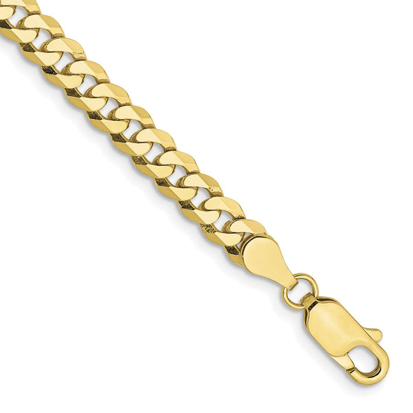 10KT Yellow Gold 9" 4.75MM Beveled Flat Curb Bracelet