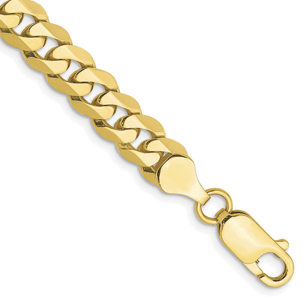 10KT Yellow Gold 9" 6.75MM Flat Beveled Curb Bracelet