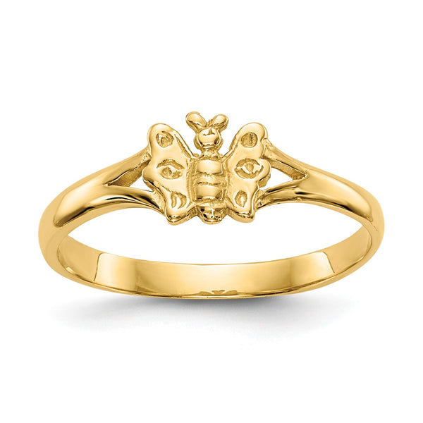 10KT Yellow Gold Butterfly Childrens Ring; Size 2