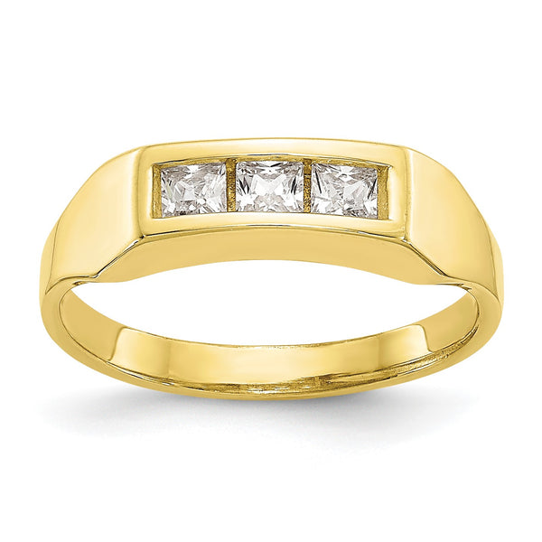 10KT Yellow Gold Cubic Zirconia Childrens Ring; Size 3