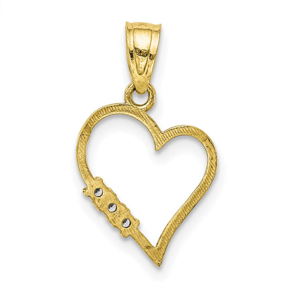 10KT Yellow Gold Cubic Zirconia Heart Pendant-Chain Not Included