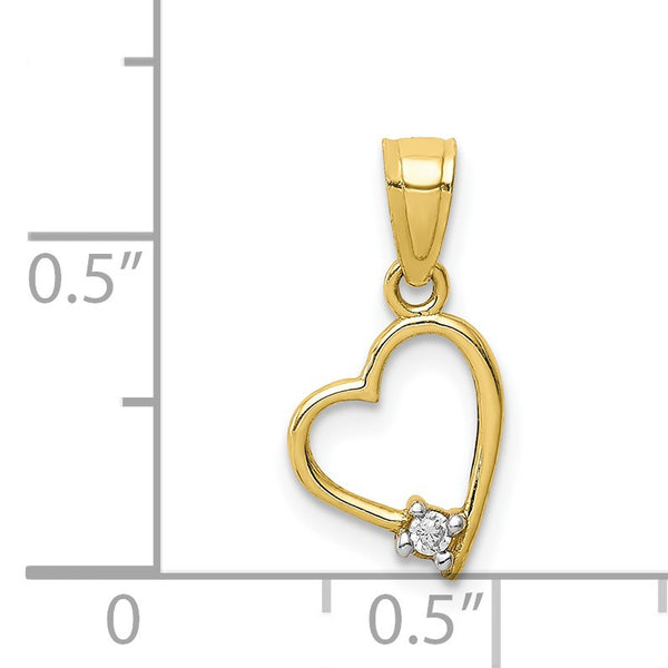 10KT Yellow Gold Cubic Zirconia Heart Pendant-Chain Not Included