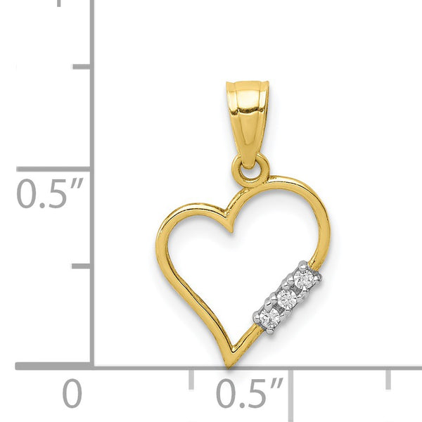 10KT Yellow Gold Cubic Zirconia Heart Pendant-Chain Not Included
