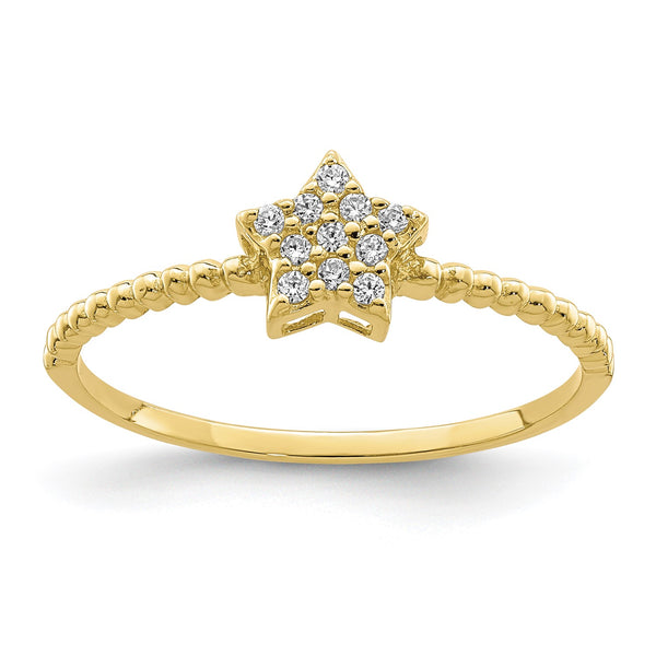 10KT Yellow Gold and Cubic Zirconia Star Ring; Size 7