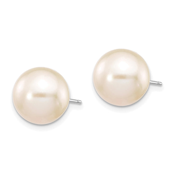 10MM Round Pearl Stud Earrings in 14KT White Gold