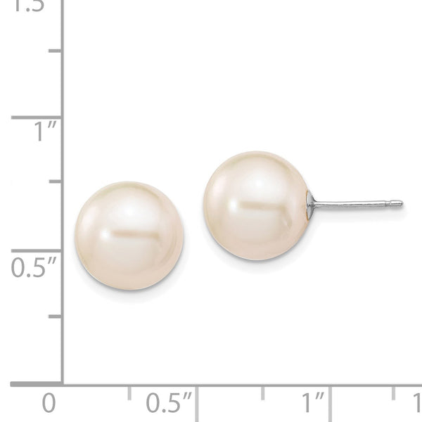 10MM Round Pearl Stud Earrings in 14KT White Gold
