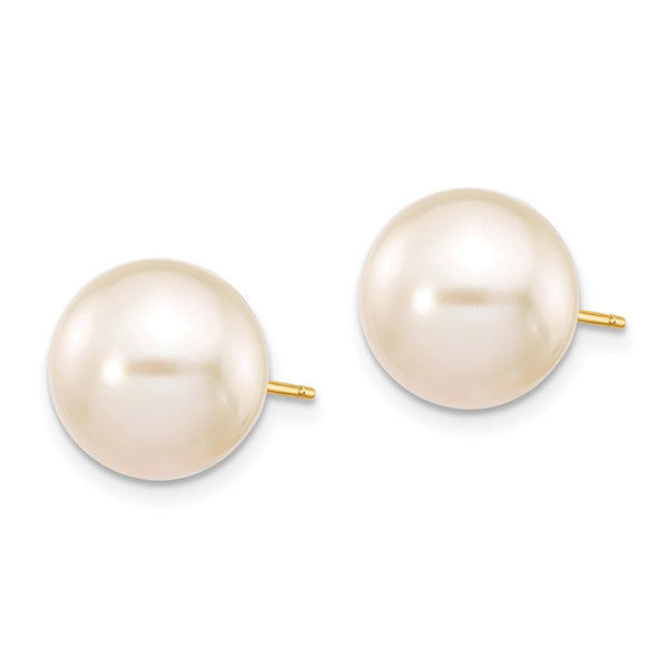 10MM Round Pearl Stud Earrings in 14KT Yellow Gold