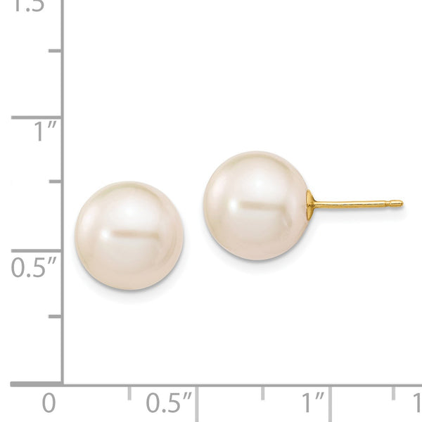 10MM Round Pearl Stud Earrings in 14KT Yellow Gold