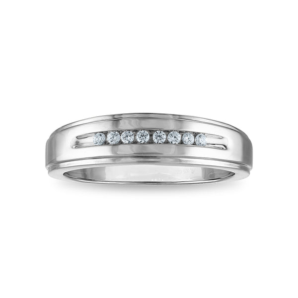 1/10 CTW Diamond Wedding CHANNEL SET Ring in 10KT White Gold