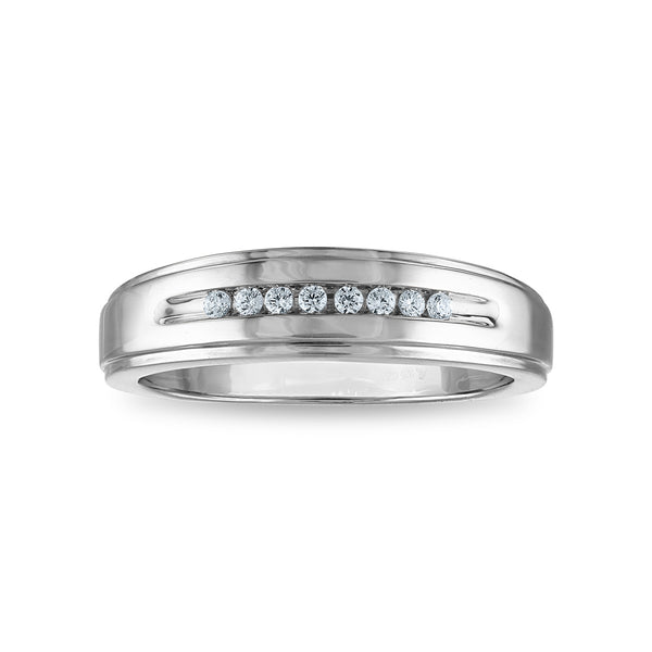 1/10 CTW Diamond Wedding CHANNEL SET Ring in 10KT White Gold