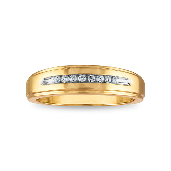 1/10 CTW Diamond Wedding Channel Set Ring in 10KT Yellow Gold