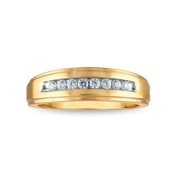 1/4 CTW Diamond Wedding Channel Set Ring in 10KT Yellow Gold