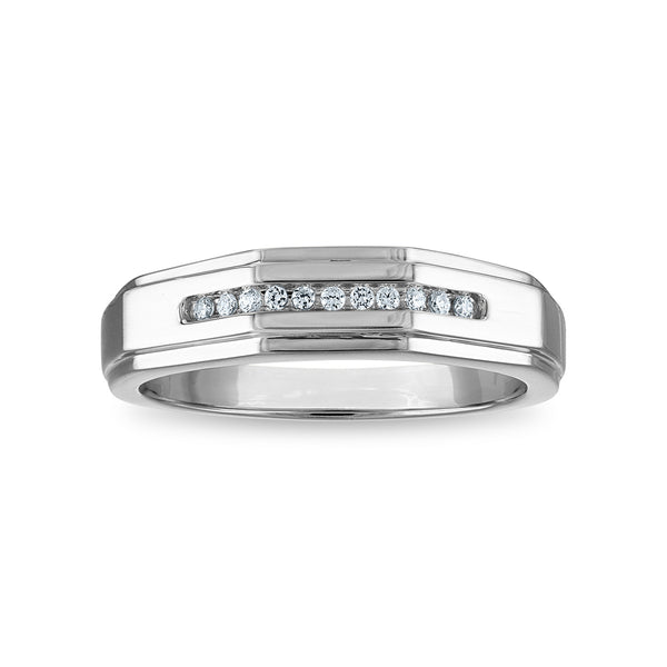 1/10 CTW Diamond Wedding Geometric Channel Set Ring in 10KT White Gold
