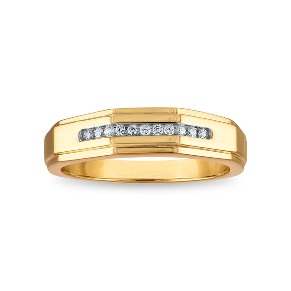 1/10 CTW Diamond Wedding Geometric Channel Set Ring in 10KT Yellow Gold