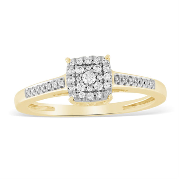 1/7 CTW Diamond Engagement Cluster Ring in 10KT Yellow Gold