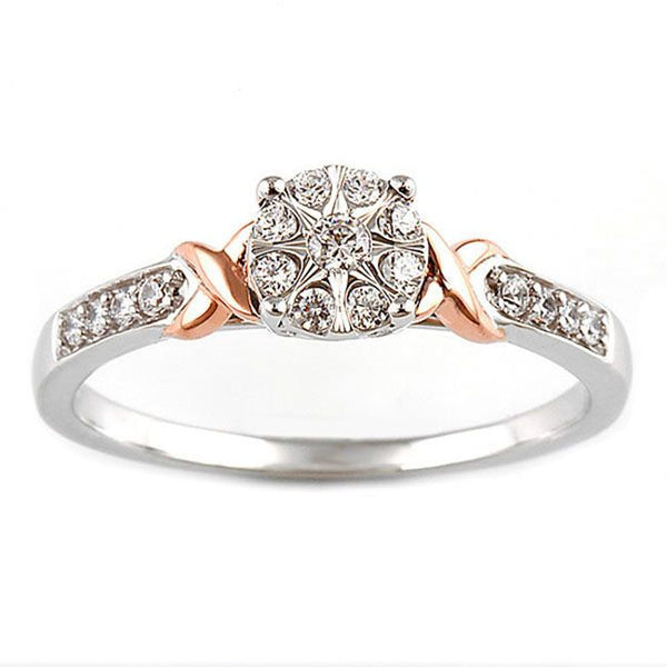 1/5 CTW Diamond Promise Ring in 10KT White and Rose Gold