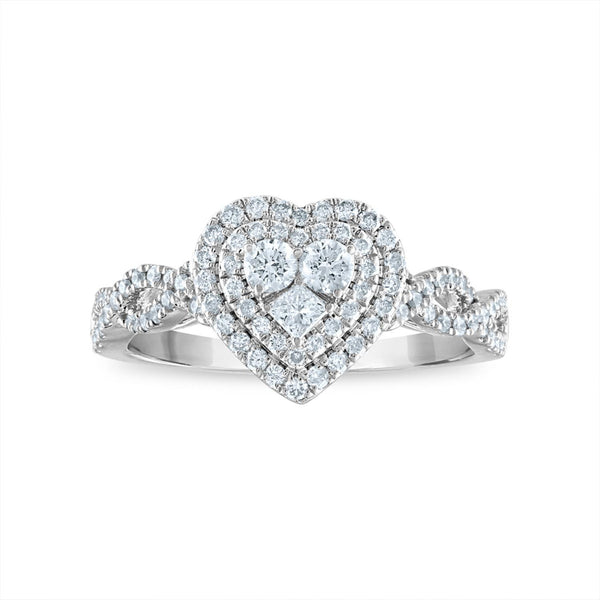 1/2 CTW Diamond Heart Ring in 10KT White Gold