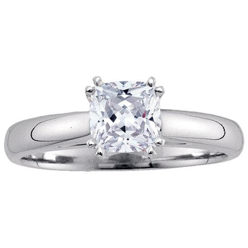 Royale 1/2 CTW Cushion Diamond Solitaire Engagement Ring in 14KT White Gold