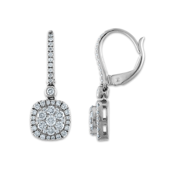 EcoLove 1-1/3 CTW Lab Grown Diamond Halo Drop & Dangle Earrings in 10KT White Gold