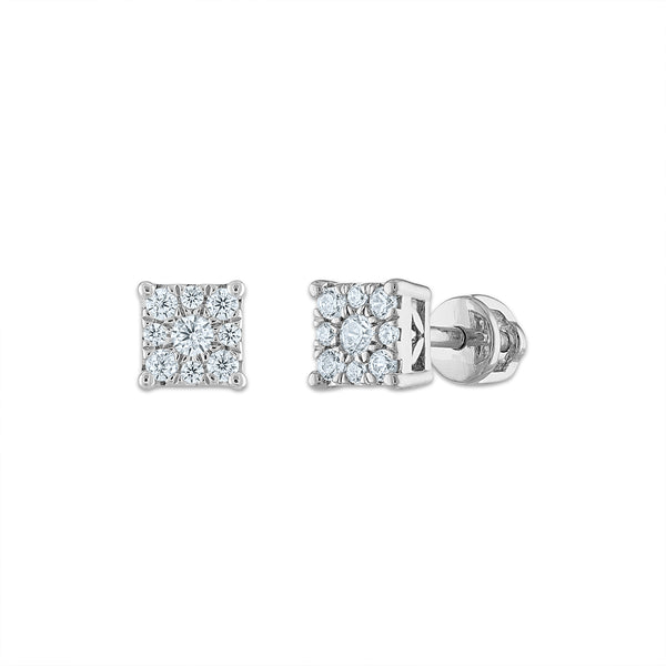 EcoLove 1/4 CTW Lab Grown Diamond Cluster Stud Earrings in 14KT White Gold
