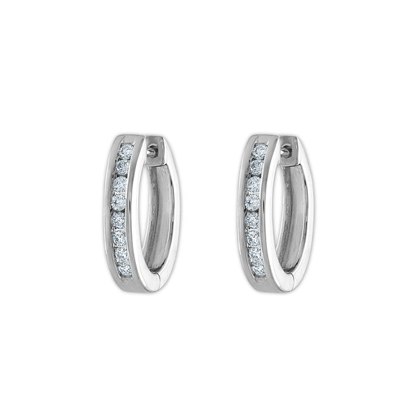 EcoLove 1/4 CTW Lab Grown Diamond Hoop Earrings in Rhodium Plated Sterling Silver