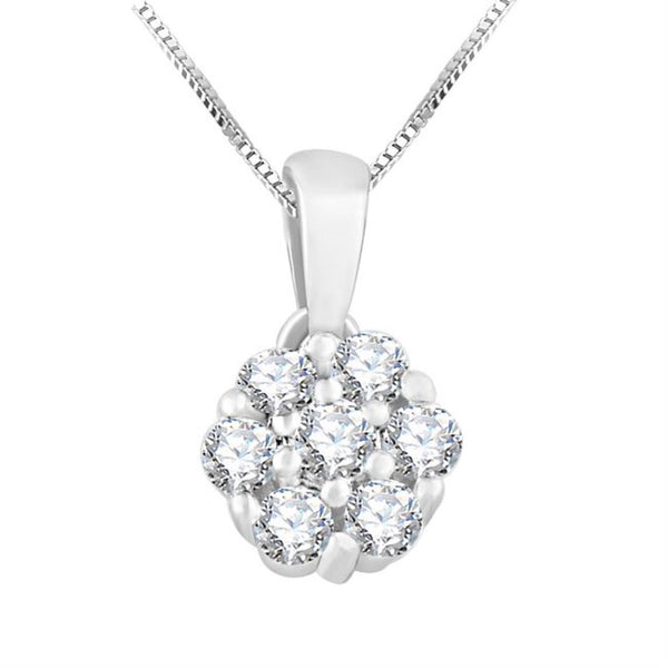 EcoLove 1/4 CTW Lab Grown Diamond Cluster Flower Shaped 18" Pendant in Sterling Silver