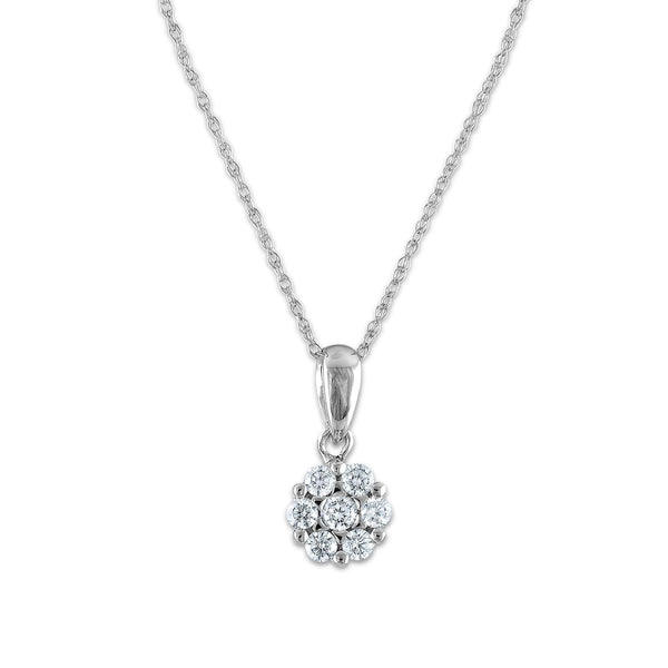 EcoLove 1/4 CTW Lab Grown Diamond Cluster Flower Shaped 18" Pendant in 14KT White Gold