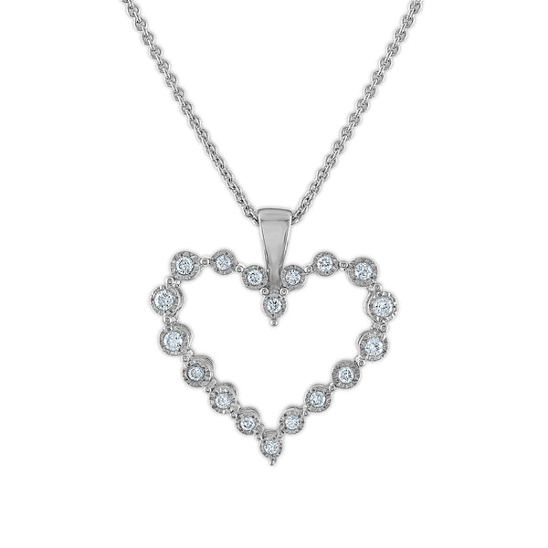 EcoLove 1/4 CTW Lab Grown Diamond Heart 18" Pendant in Rhodium Plated Sterling Silver