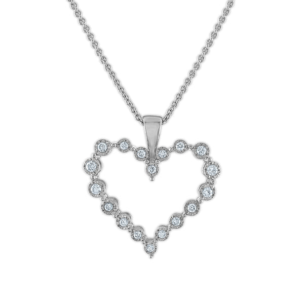 EcoLove 1/4 CTW Lab Grown Diamond Heart 18" Pendant in Rhodium Plated Sterling Silver